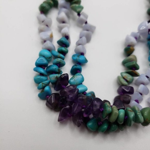 VTG Native American Turquoise & Amethyst Necklace - Picture 8 of 12